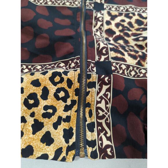 Vintage Delta Burke Shirt L Animal Print Zip Blouse 90s Removable Shoulder Pads - Picture 9 of 12